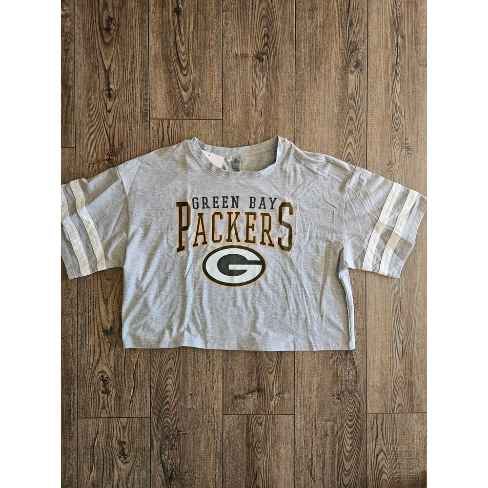 Green Bay Packers Gameday Couture Women's Crop Top Shirt Gray Size XXL